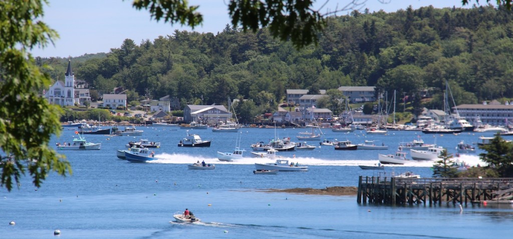 The Maine Lobster Boat Racing Association starts off their season in Boothbay Harbor, visible from WHRi's base at Harborfields Cottages